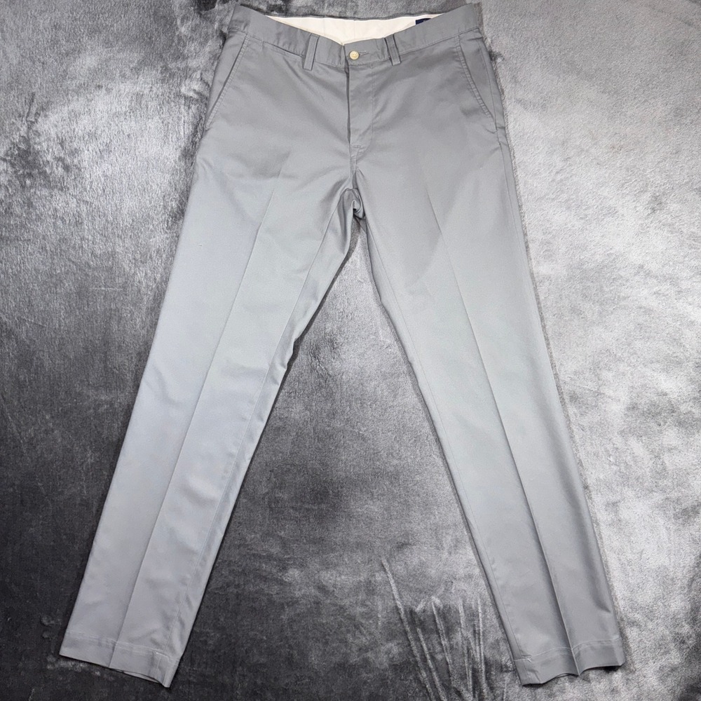 Polo Ralph Lauren Slim Fit Grey Chino Pants Mens 32/34 Polyester Trousers